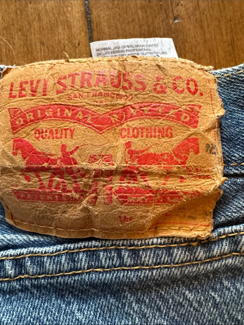 Levi’s 501 34x32 Blue Denim Jeans - Classic Straight Fit black spots on front